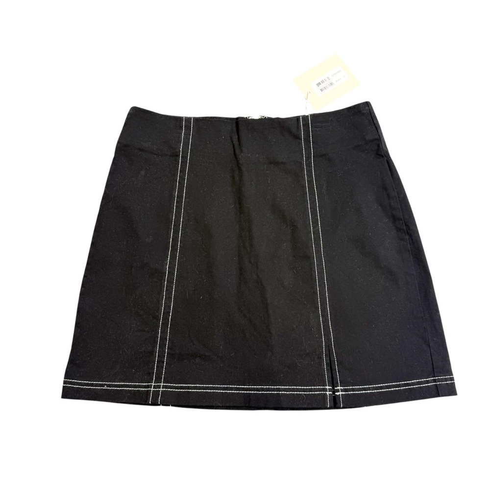 MinkPink Black Mini Skirt White Stitch Detail NWT size S - Picture 2 of 7